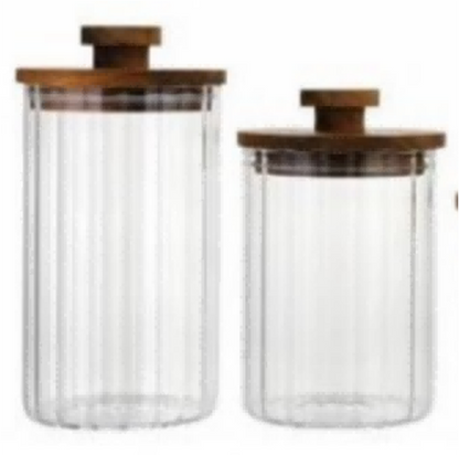 Glass Canister with Wooden Lid