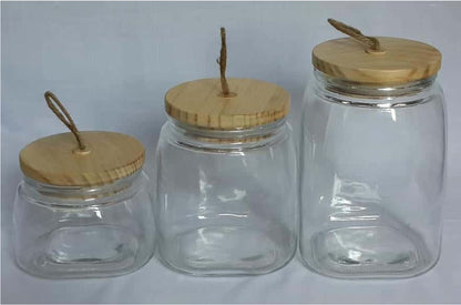 Glass Canister with Wooden Lid