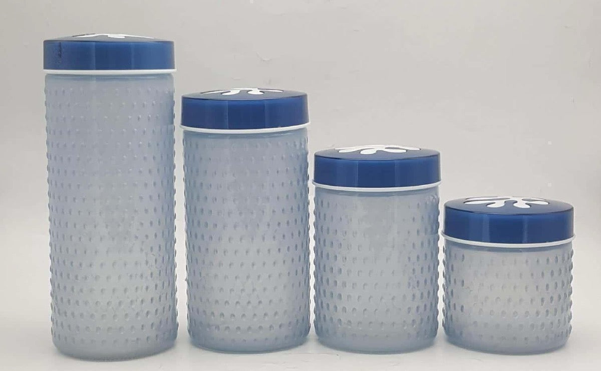 Color Glass Canister with Plastic Lids