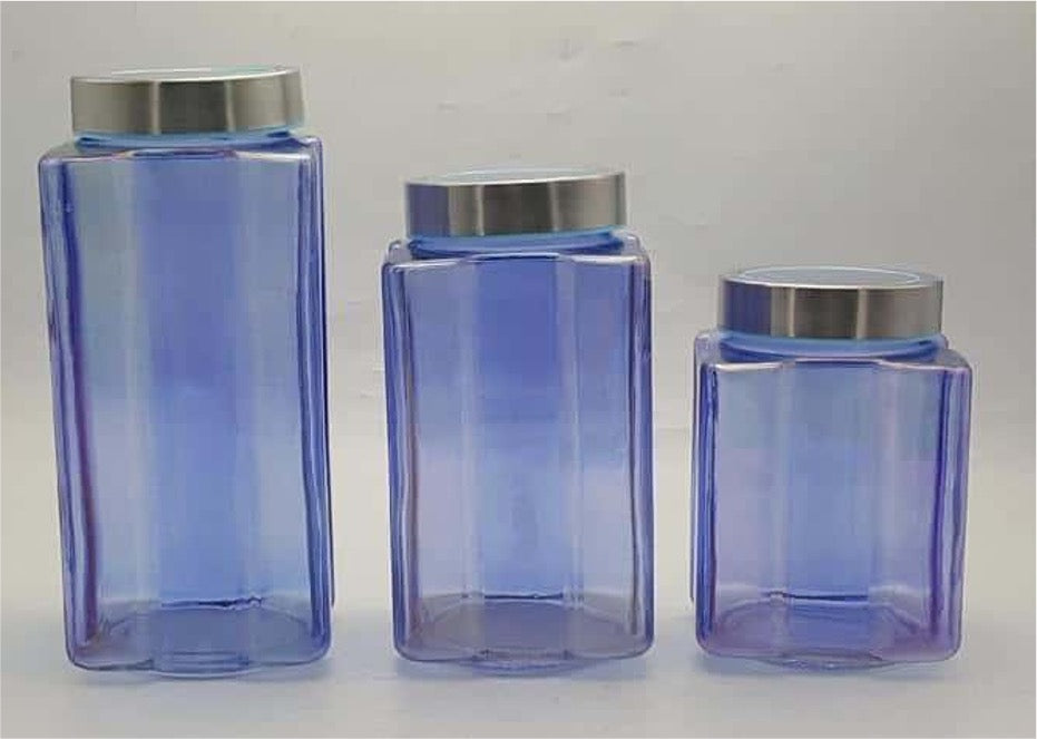 Color Glass Canister with Plastic Lids