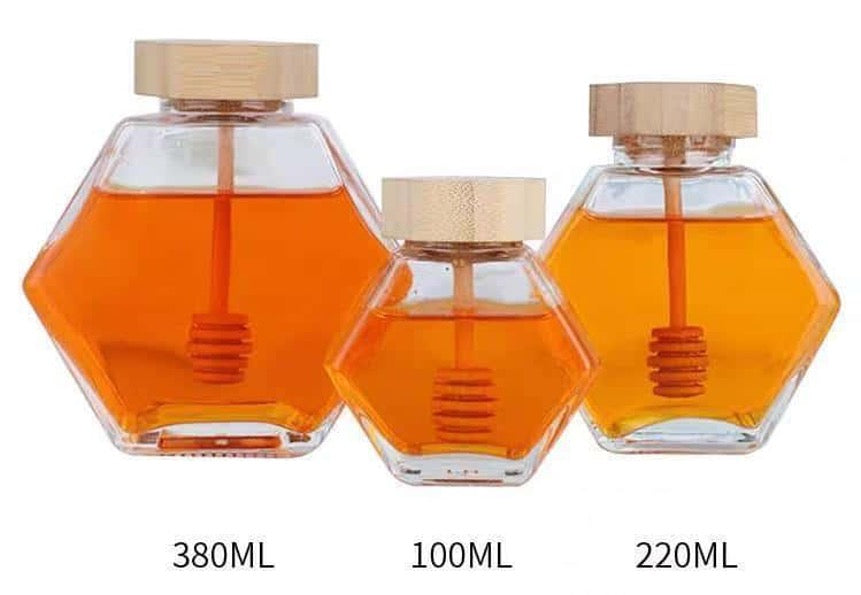 Glass Honey Pot with Wooden Lid