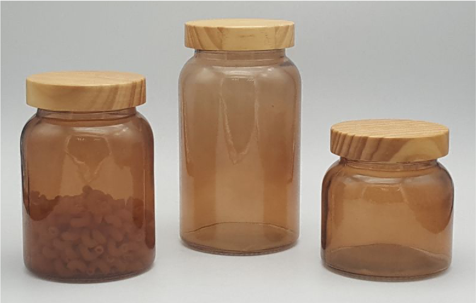 Colored Glass Canister with Wooden Lids