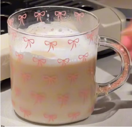 Glass Coffee Mug with Printed Bowknot