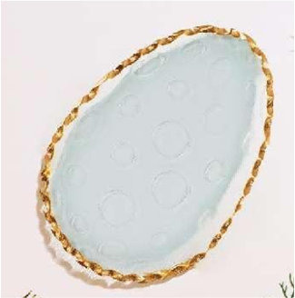 Gold-rimmed Oval Glass Serving Plate