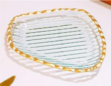 Gold-rimmed Shaped Glass Serving Plate