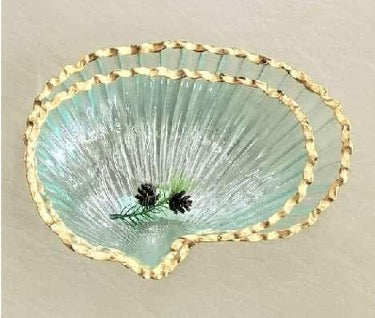 Gold-rimmed Shaped Glass Serving Plate
