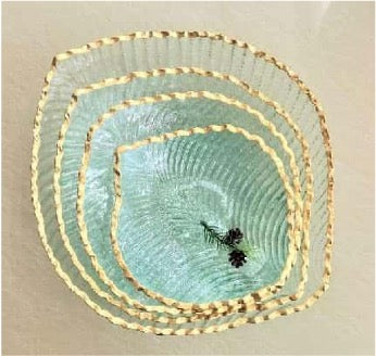 Gold-rimmed Shaped Glass Serving Plate