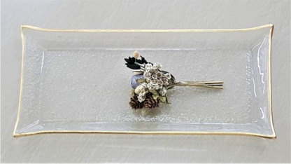 Gold-rimmed Rectangular Glass Serving Plate