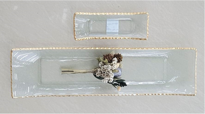 Gold-rimmed Rectangular Glass Serving Plate