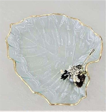 Gold-rimmed Shaped Glass Serving Plate
