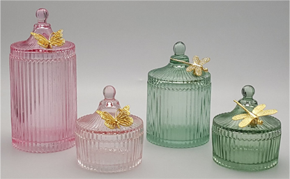 Ribbed Glass Trinket Box