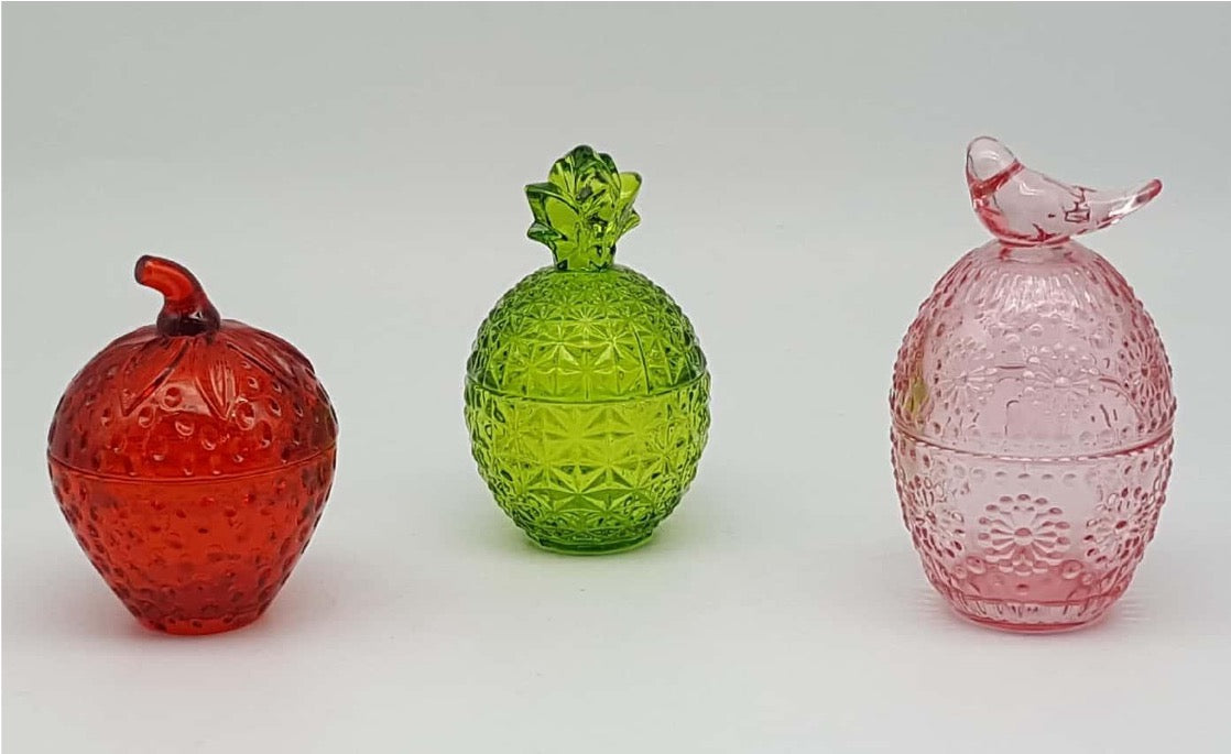 Fruited-shaped Glass Trinket Box