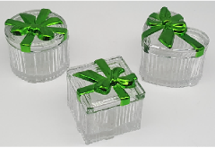 Gift-shaped Glass Trinket Box