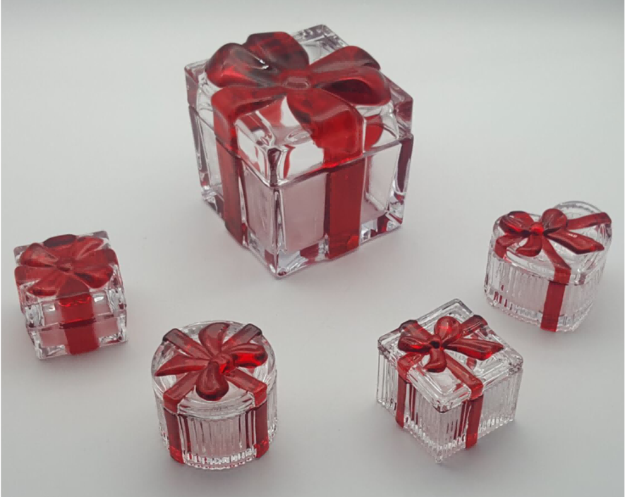 Gift-shaped Glass Trinket Box