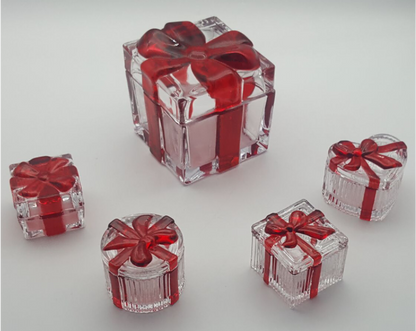 Gift-shaped Glass Trinket Box