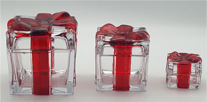 Gift-shaped Glass Trinket Box