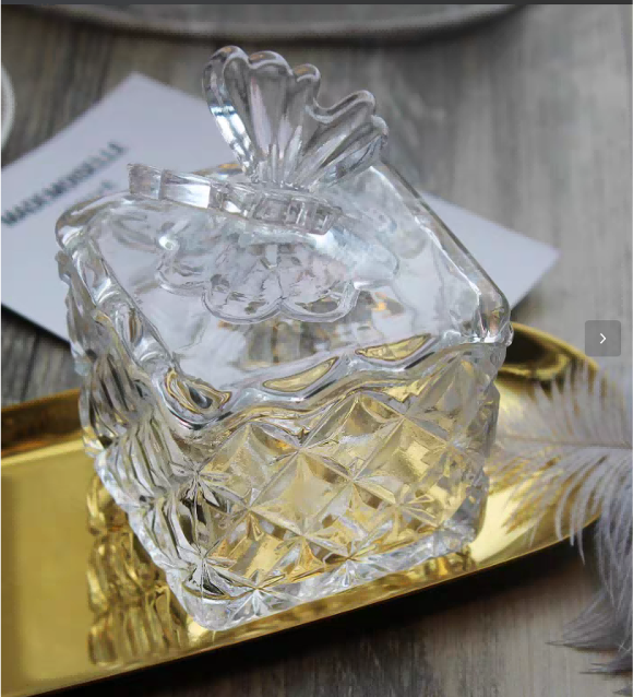 Vintage-Style Crystal Glass Trinket Box