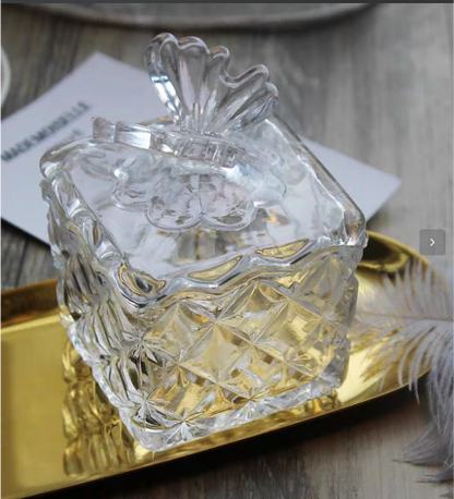 Vintage-Style Crystal Glass Trinket Box