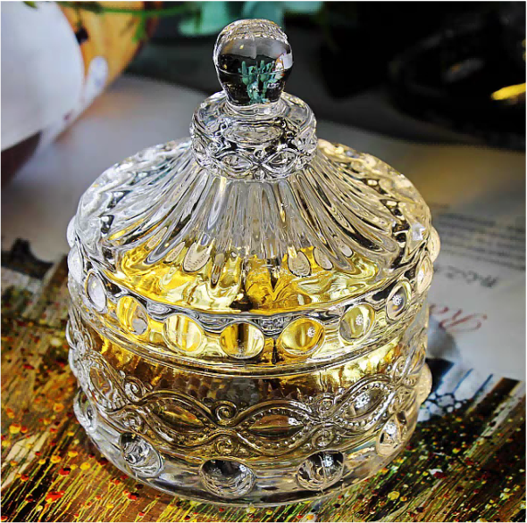Vintage-Style Crystal Glass Trinket Box