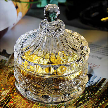 Vintage-Style Crystal Glass Trinket Box