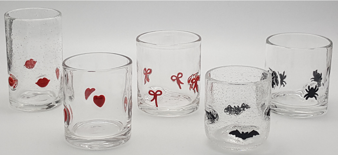 Glass Tumbler with 3D Decoration