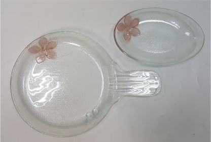 Vintage Glass Serving Plate with Raised Floral Design