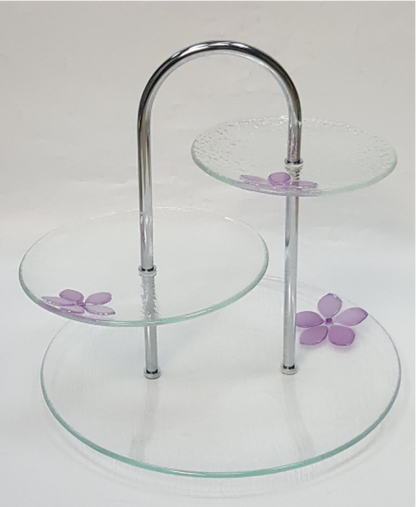 Vintage Glass Serving Plate with Raised Floral Design