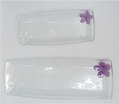 Vintage Glass Serving Plate with Raised Floral Design