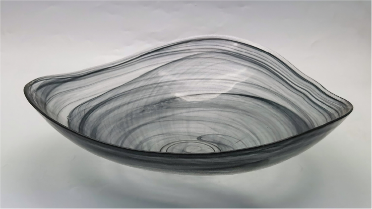 Colored Alabaster Glass Plate and Bowl