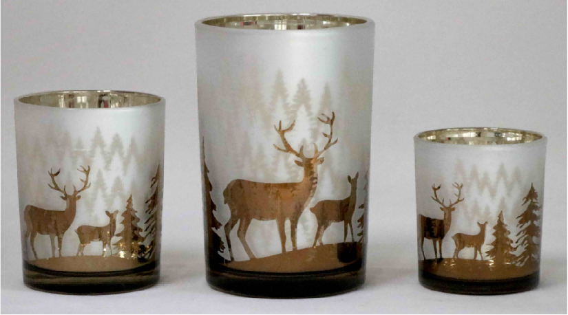 Frosted White Glass Candle Holders