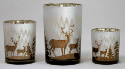 Frosted White Glass Candle Holders