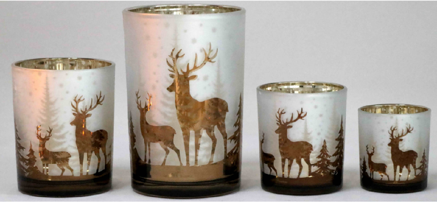 Frosted White Glass Candle Holders