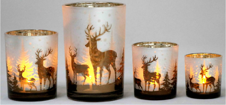 Frosted White Glass Candle Holders