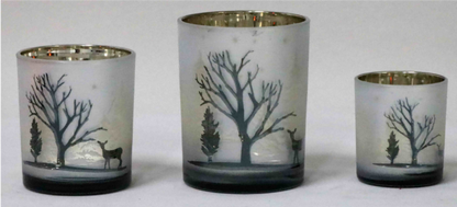 Frosted White Glass Candle Holders