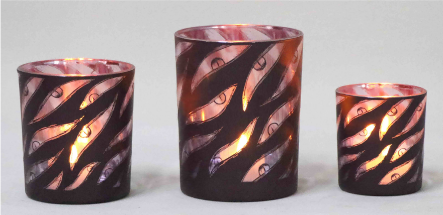 Frosted Red Glass Candle Holders