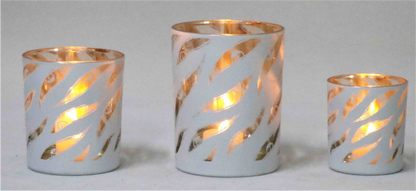 Frosted White Glass Candle Holders