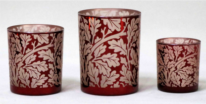 Frosted Red Glass Candle Holders