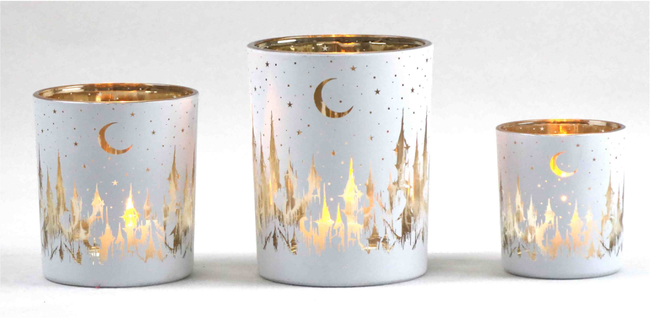 Frosted White Glass Candle Holders