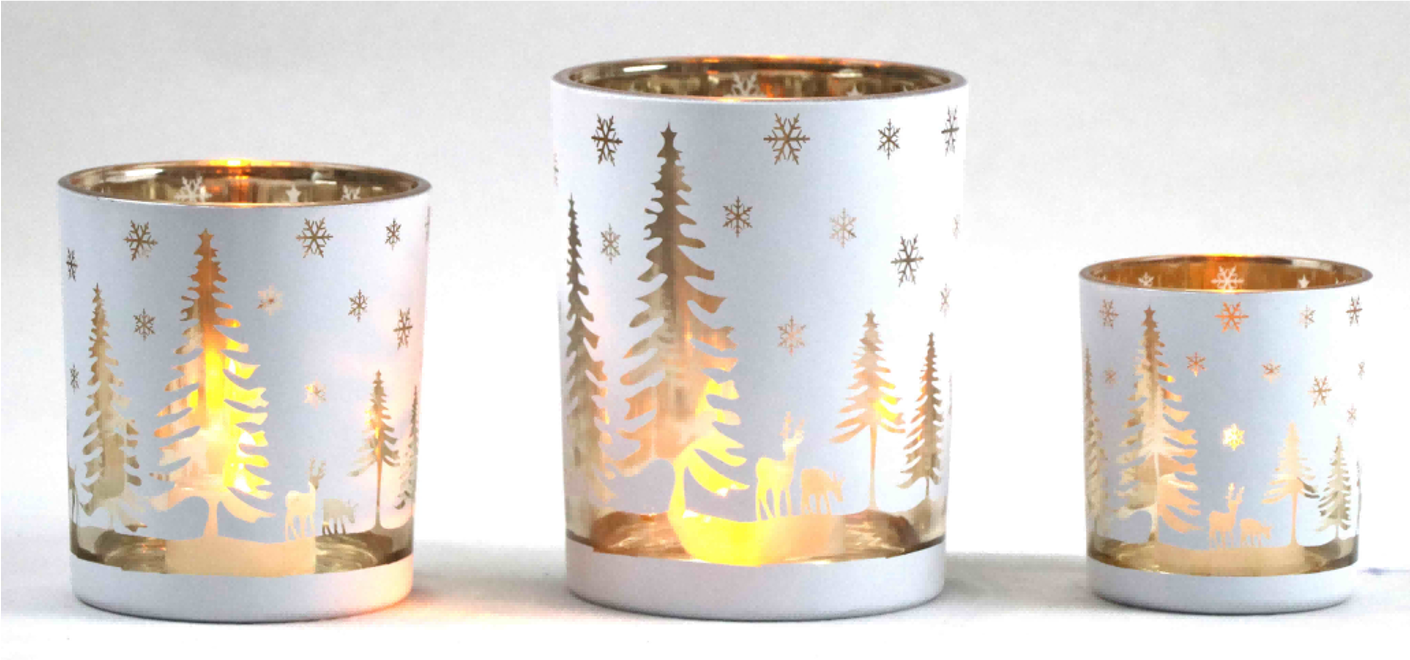 Frosted White Glass Candle Holders