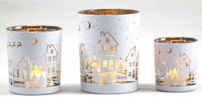 Frosted White Glass Candle Holders