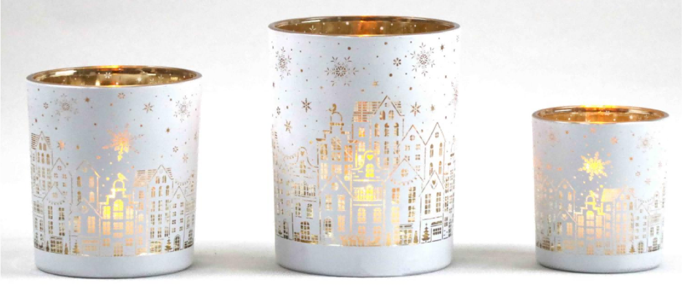 Frosted White Glass Candle Holders