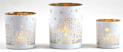 Frosted White Glass Candle Holders