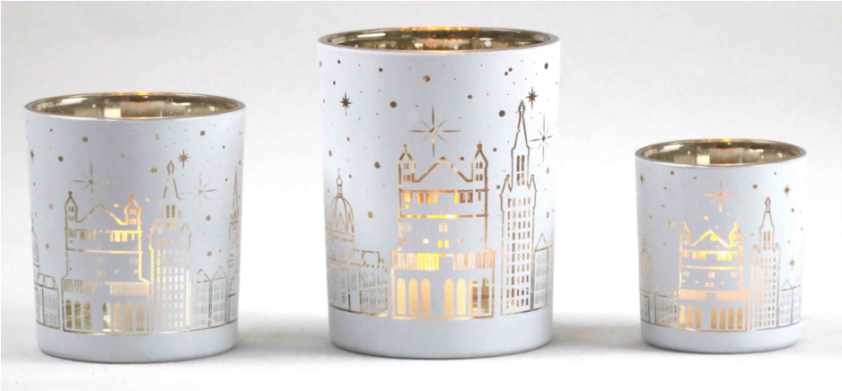 Frosted White Glass Candle Holders