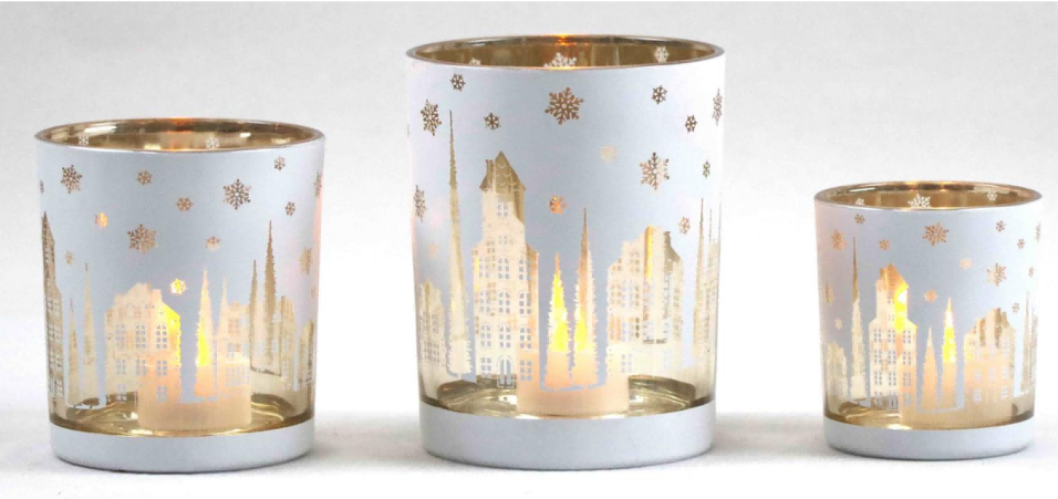 Frosted White Glass Candle Holders