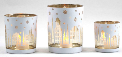 Frosted White Glass Candle Holders