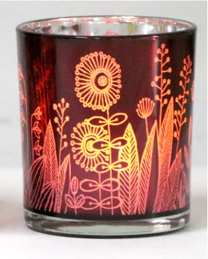 Frosted Red Glass Candle Holders