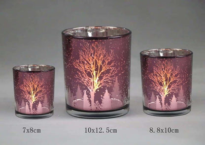 Frosted Red Glass Candle Holders
