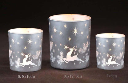Frosted Christmas Glass Candle Holders