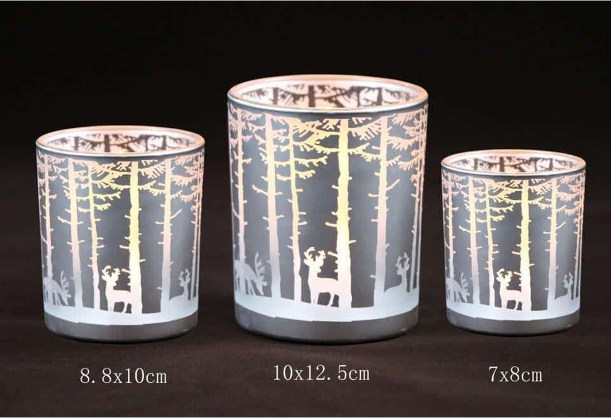 Frosted Christmas Glass Candle Holders