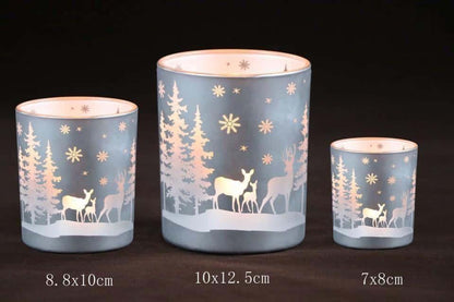 Frosted Christmas Glass Candle Holders